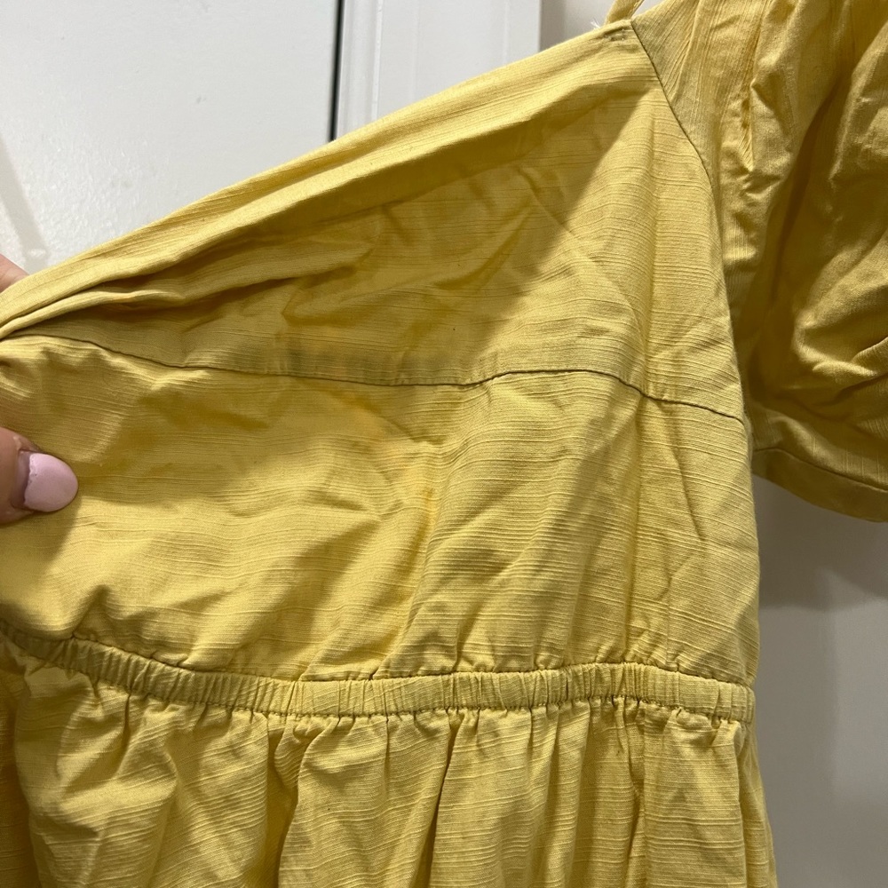 Vince Yellow Draped Puff Sleeve Dress Size 4 US $445 - Picture 5 of 8